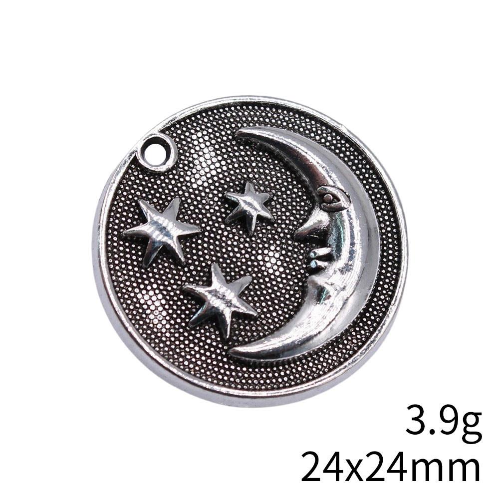Engraved Crescent Moon Charm Star Pendant For Celestial Mystical Theme DIY Bracelet Necklace Jewelry Making Supplies