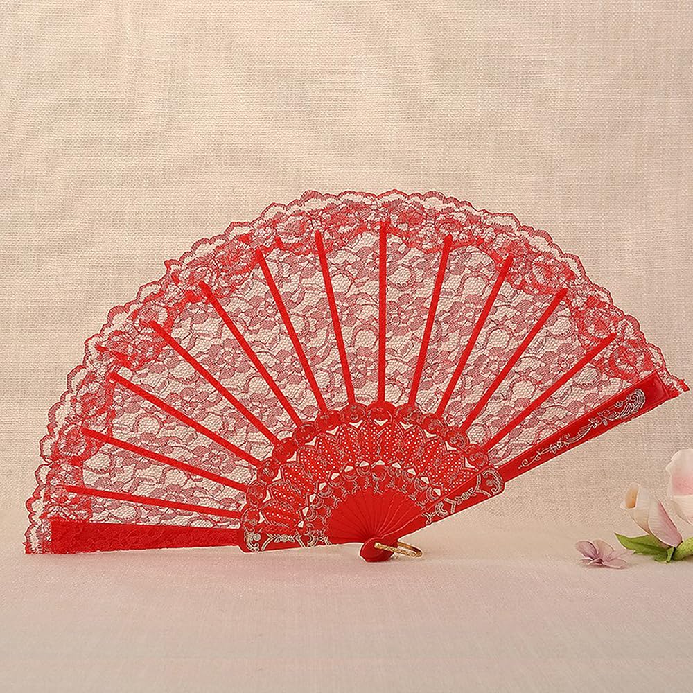 LOYELEY Lace Fan Flower Fan Foldable Dance Performance Fan for Spanish Dances Quixote and Spanish Decorative Fan for Dance Performance Practice Ballet