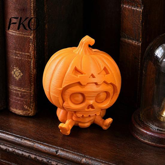 Desktop Halloween Decoration Pumpkin Skull Ornament, Hollow Ghost Face Design, 3D Printed Textured Figure Detailed Layered Figurine, for
