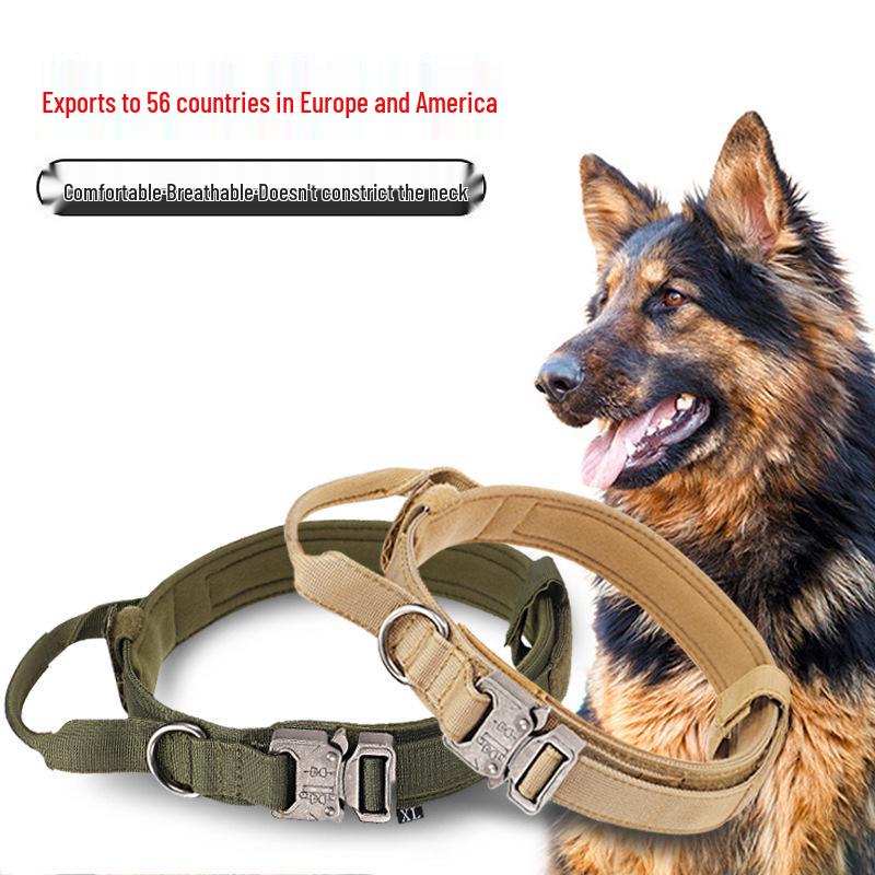 Collier tactique militaire pour chiens de taille moyenne et grande - Anneau de cou épais pour l'entraînement et la traction