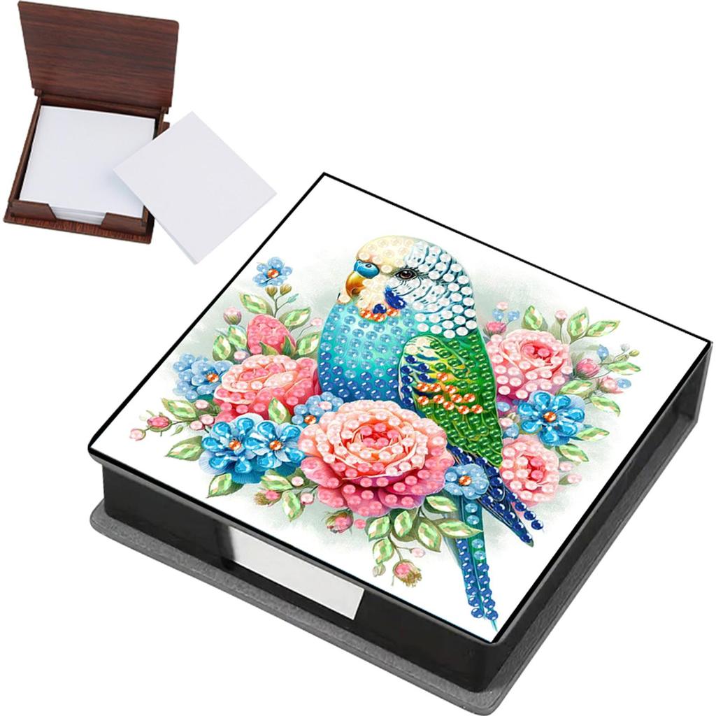 Animals Leather Gem Painting Memo Pad Holder Mosaic Kit Diamond Art Note Box with 160 Sheets of Paper for Adults Beginners