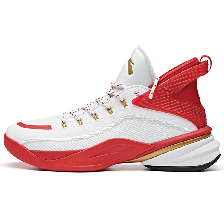 New ANTA UFO2.0 Basketball Shoes Men Mid Top ANTA White/University Red/Metal Gold 112011608-5