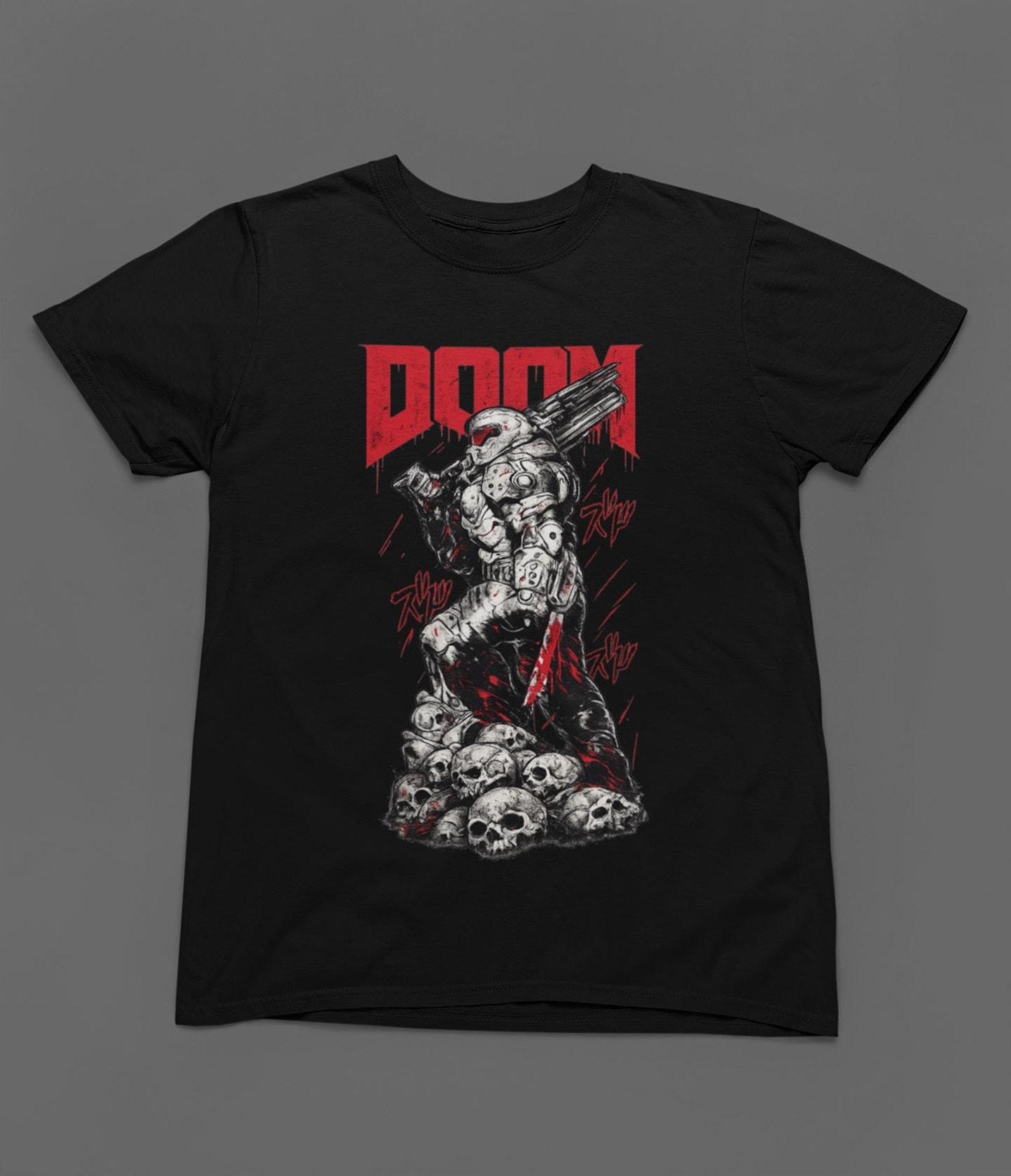 Футболка D00M Slayer: Унисекс Хлопковая футболка с принтом (Печать DTG) L