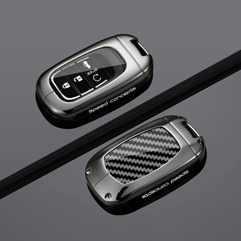 Zinc Alloy Carbon Fiber Car Key Case Cover For Honda Civic 11th Accord CR-V HR-V Pilot Vezel ZR-V -2025 Keychain Accessories