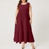 Summer Women Sleeveless Tank Holiday Long Dress Round Neck Casual Loose Maxi Dress Bottoming Dress Plus Size