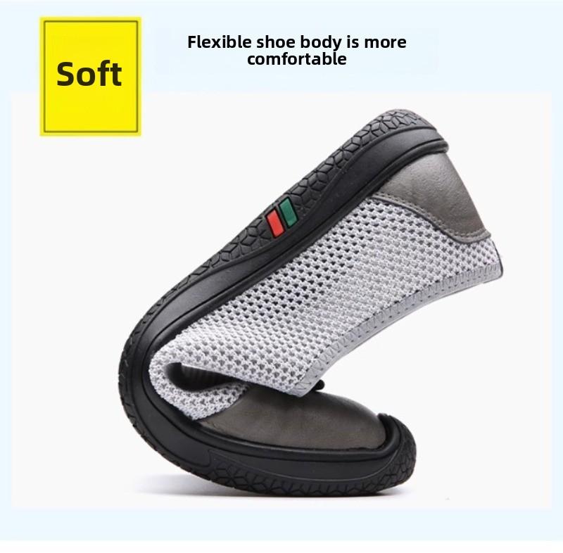 Men's Shoes New Breathable Casual Shoes Summer Hollow Out Mesh Shoe Soft Soled Comfortable Driving Shoes for Men Slip-On Loafers