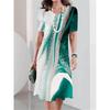 Elegant Fashion Tie-dye Style Women Mini Dress Short Sleeve 3D Printed Gradient Street Ladies Dress Casual Dress