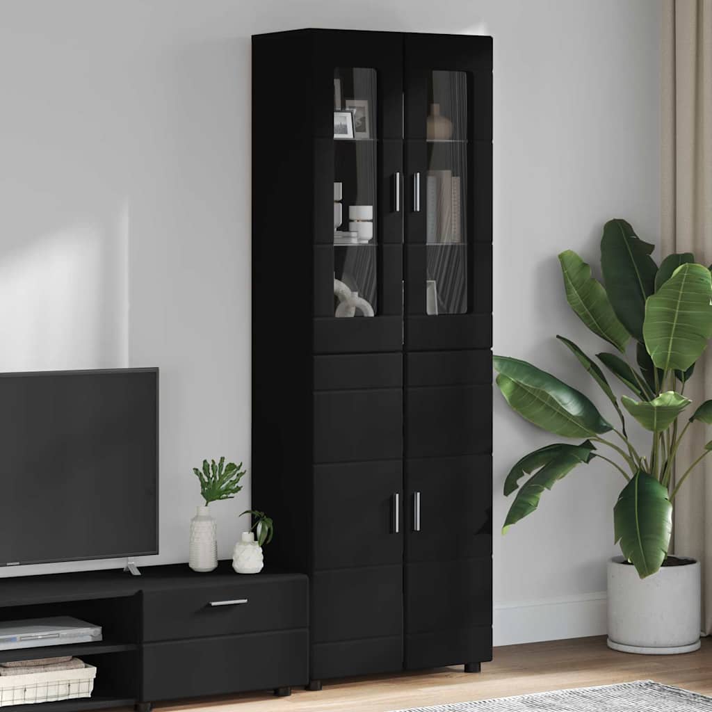 FLORIN Highboard with Doors Black 60 x 35 x 182 cm Particleboard