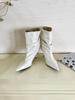 European and American style big tube circumference belt buckle pointed head high heel short boots