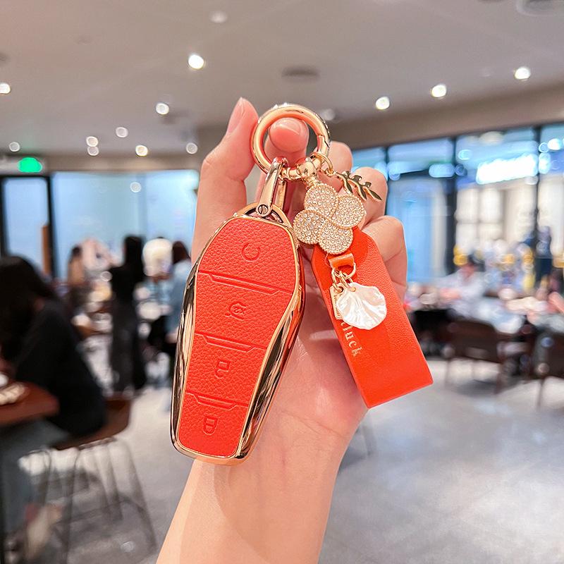 Compatible with BYD Yuan UP, Yuan PLUS, Yuan PRO: Men's and Women's Key Bag Set with Shell Buckle.