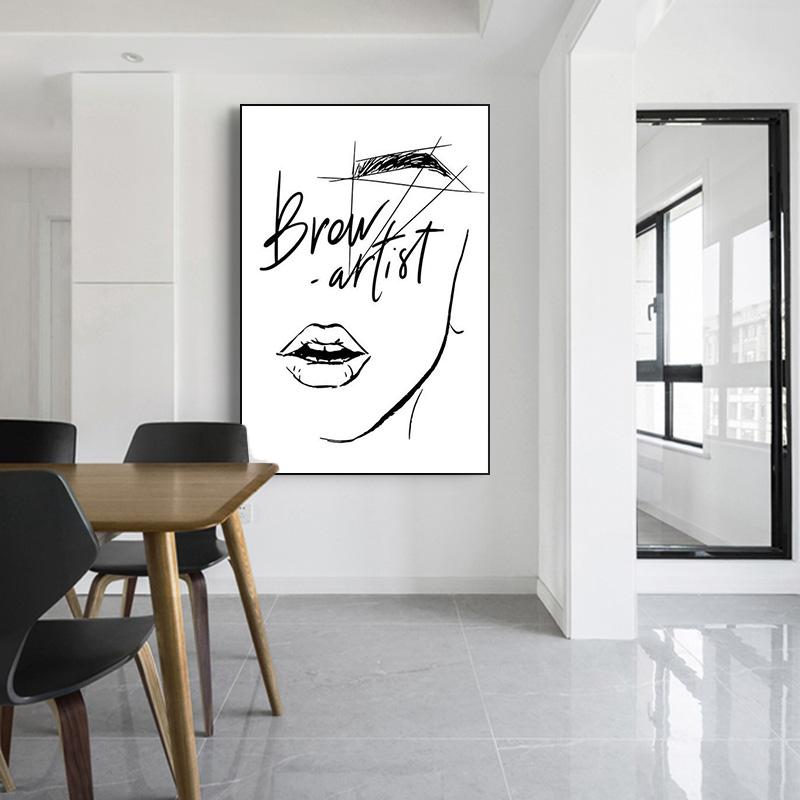 Buze gene Poster și imprimare Salon de frumusețe Poză de perete Fete Moda Machiaj Sprâncene O bucată Canvas Art Decor pentru cameră