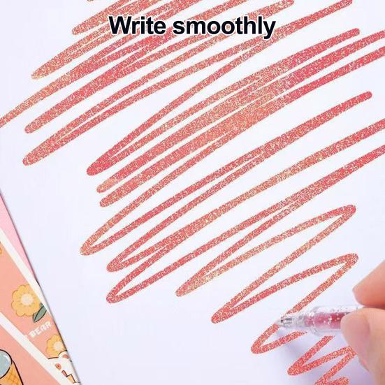 Highlighter Pen Set Transparent Body Multicolored Painting Pen with Glitter Sparkling Effect Smooth Metal Tip Ink Highlighter for Note Marking
