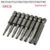 Professional Grade 1/4 Inch Hex Shank Torx Screwdriver Bits 5 Pieces