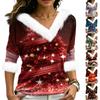 Christmas V-Neck Top with Elegant Cut for Party, Date and Everyday Wear