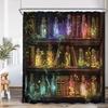 Wizard Magic Halloween Shower Curtain Magical Bookshelf Pharmacist Witch Room Astrology Bathroom Decoration Vintage Bath Curtain