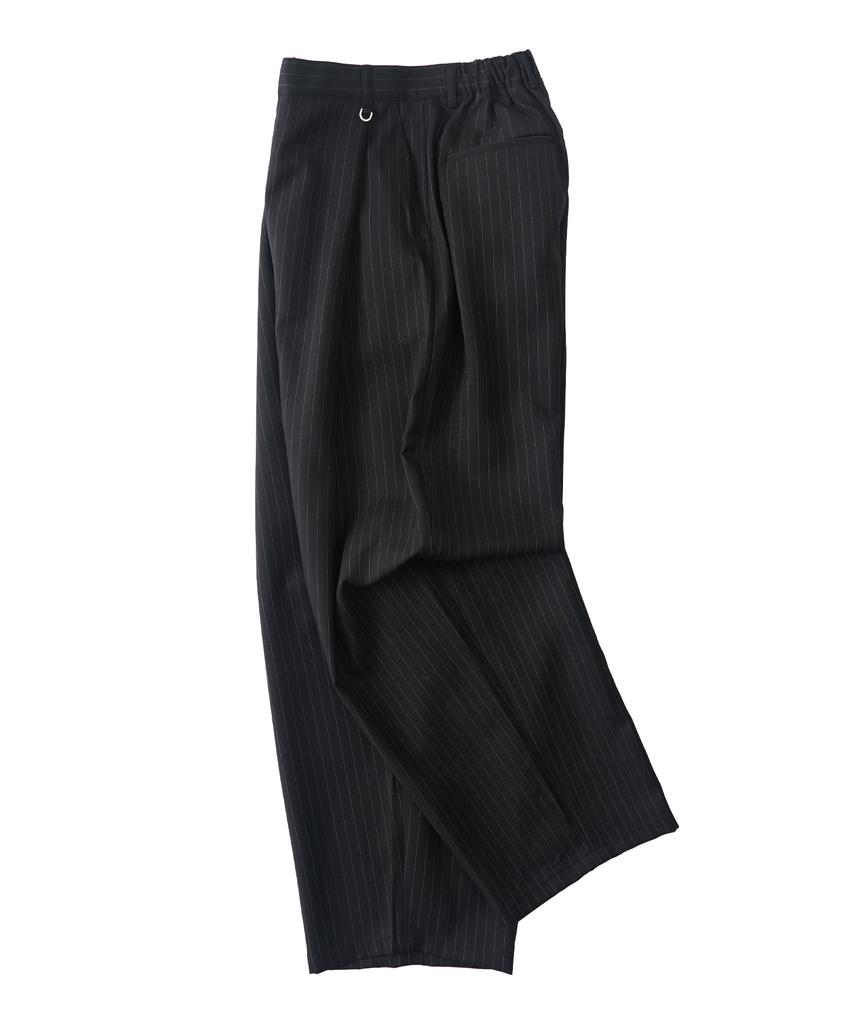 ANALOG MOOD Striped Back Elastic Wide Slacks (Black)