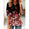 Women's Long Sleeve Crew Neck Pink Floral Glitter Print Casual T-Shirt, Regular Tops for Spring Summer Daily Party Wear