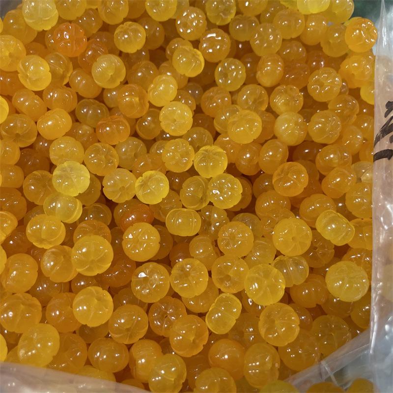Amber Yellow Jade Pumpkin Abacus Beads 10mm Melon Beads