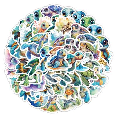50 Uroczych Małych Żółwi Naklejki Doodling Naklejki Dekoracyjne na Deskorolkę Walizkę Wodoodporne Kreatywne Naklejki Kreskówkowe dla Dzieci