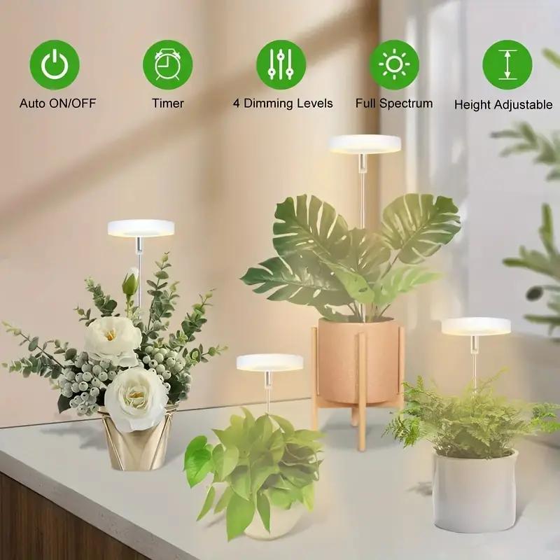 1/2/3/4pcs Growth Light Full Spectrum LED Plant Light Indoor Growth Light 3/9/12H Automatic Timer Brightness Height Adjustable