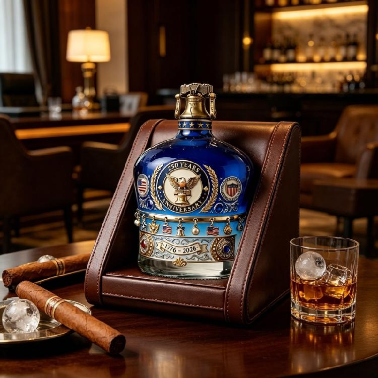 Handcrafted Glass Liquor Container With Intricate Relief Pattern Unique Holiday Season Whiskeys Dispenser