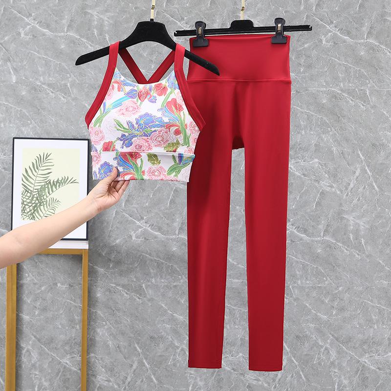 Ruched Yoga Suit Set: Yoga Top, Hip-Lifting High-Waisted Leggings, Fitness Bra