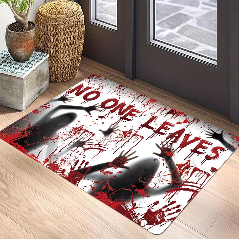 Halloween Backdrop Horror Night Moon Forest Cemetery Skeleton Scary Bloody Mat 3D Illusion Entrance Doormat Carpets