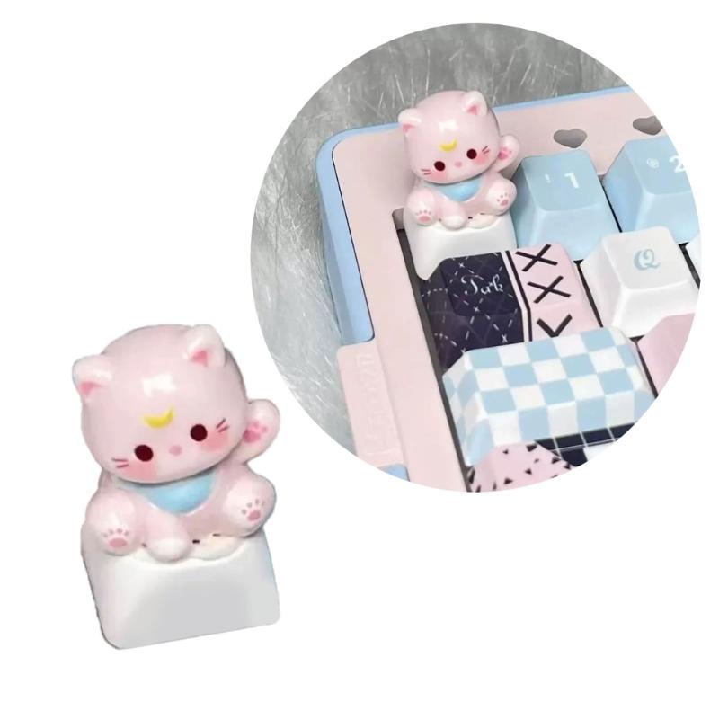 3D Mechanical Keyboards Creative Cartoon Cats Head Gamer Keyboards Keycaps for Office Decompression