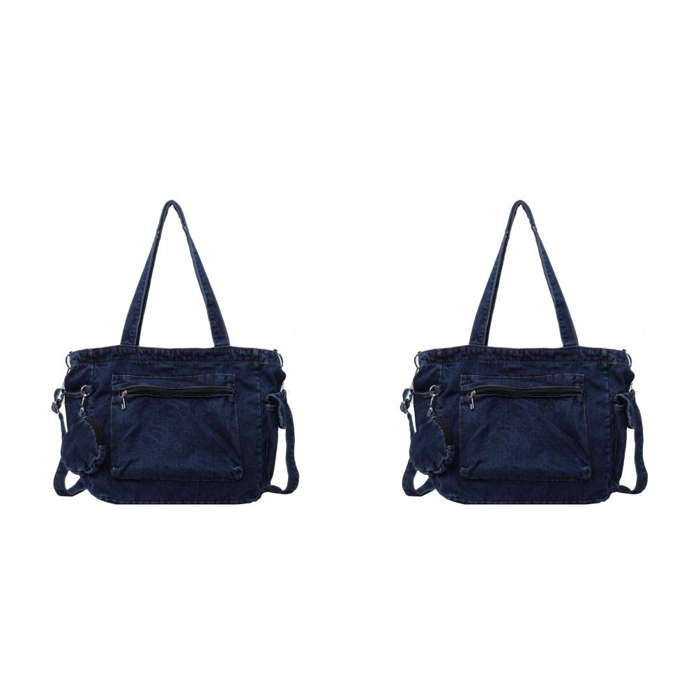 

Women Jeans Shoulder Bag with Small Purse Denim Girls Tote Handbag (Dark Blue)