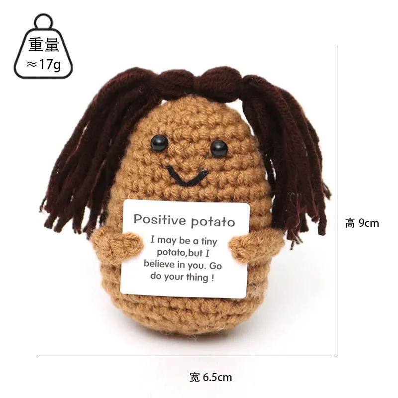 Mini Positive Potato Funny Avocado Duck Cute Knitted Crochet Doll with Card for Women Men Mom Dad Friend Birthday Cheer Up Gifts