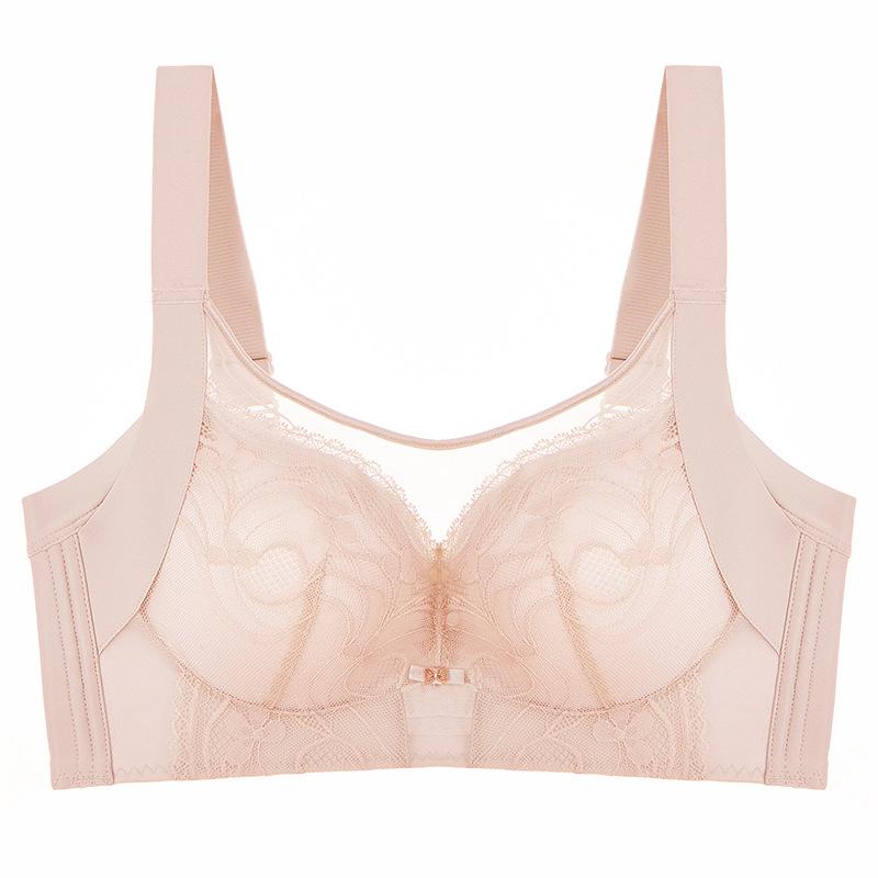 Full Cup Bra Women's Anti-bare-chest Bra Without Underwire Women's Bra with Adjustable Double Breasts Gathering and Lifting Lace Adjustment Type