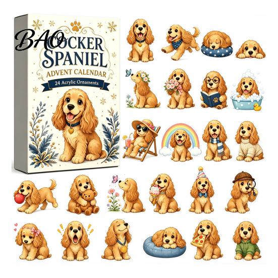 Cute Dog Theme Decor Advent Calendars 2026, 24 Days Christmas Countdown Calendar with 2D Acrylic Hanging Ornaments Ornament, Collectible Animal