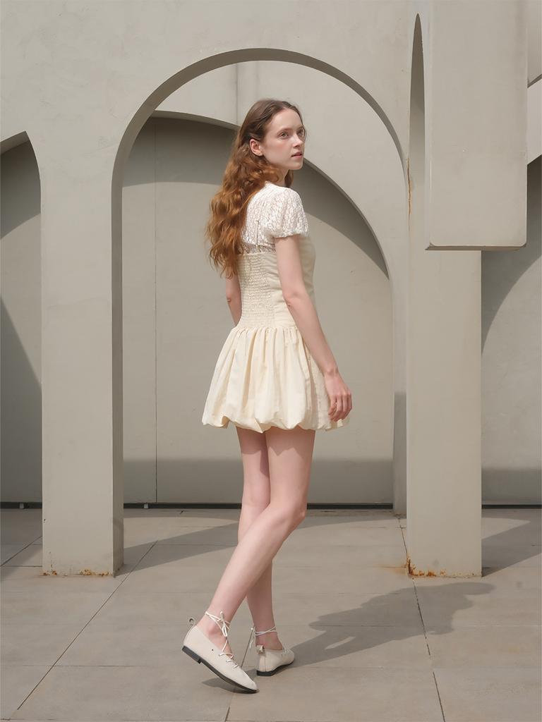 NONESUCH Mini Balloon Ballerina Dress/Cream