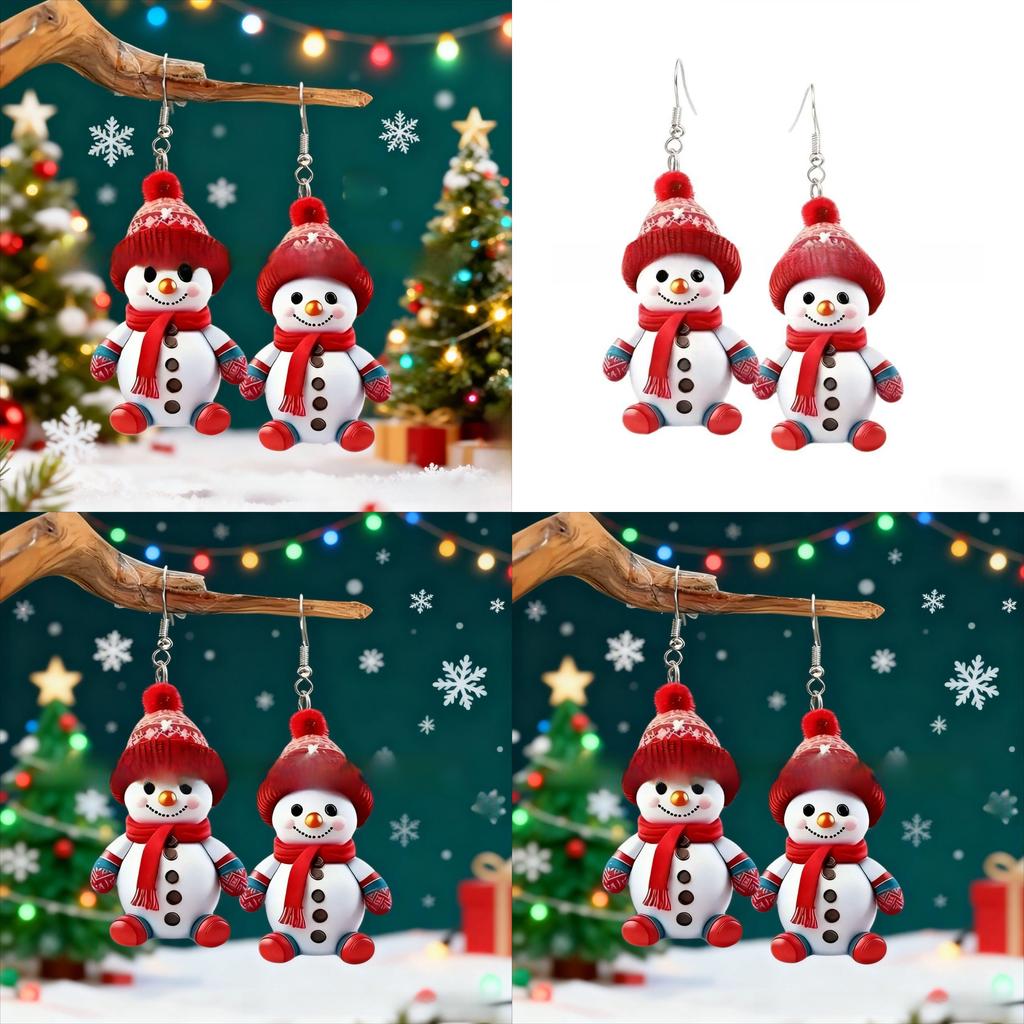 Winter Schneemann Ohrringe mit Silberstift und niedlichem Design zum Verschenken in der Weihnachtszeit