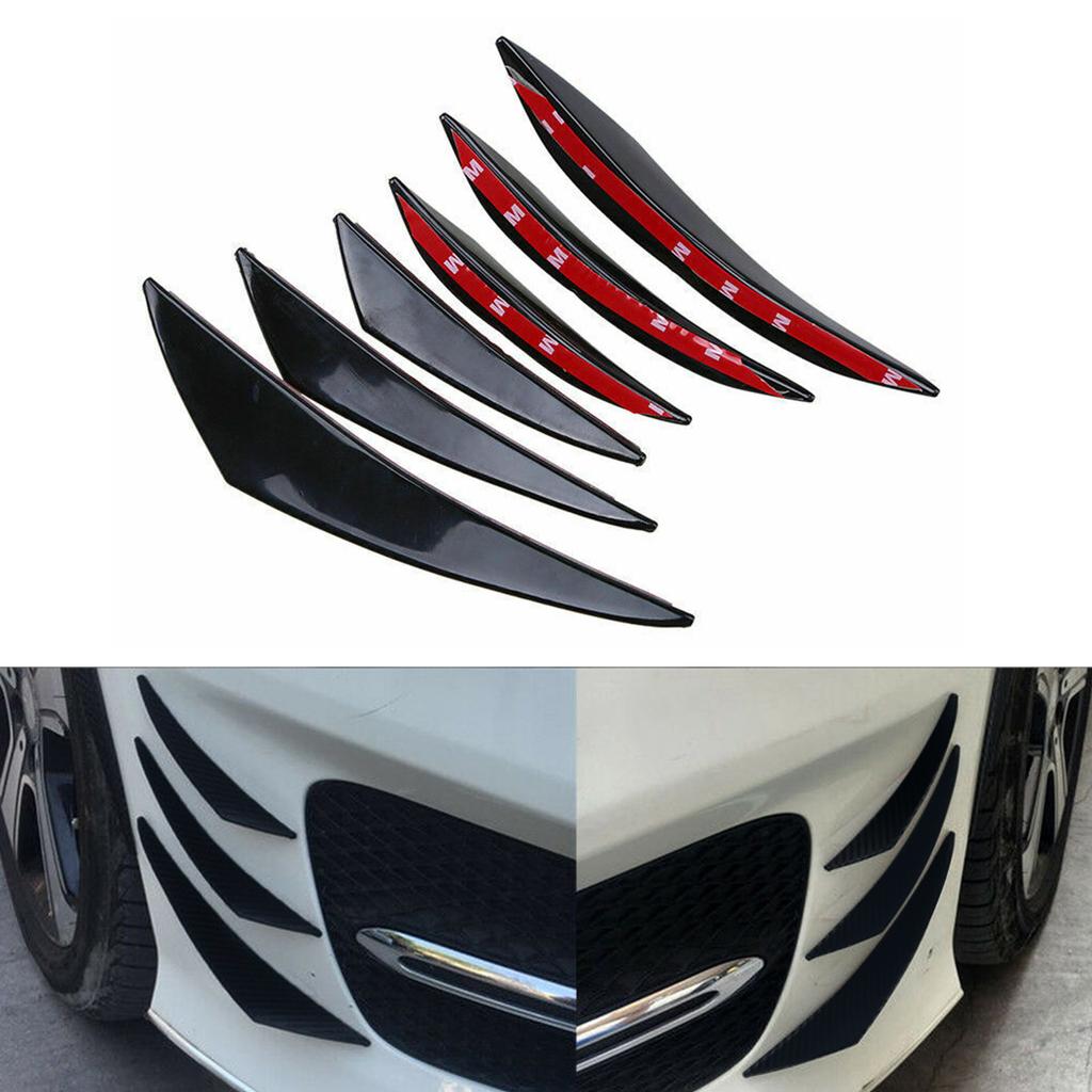 6pcs Universal Gloss Black Car Auto Front Bumper Fins Spoiler Canards Refit