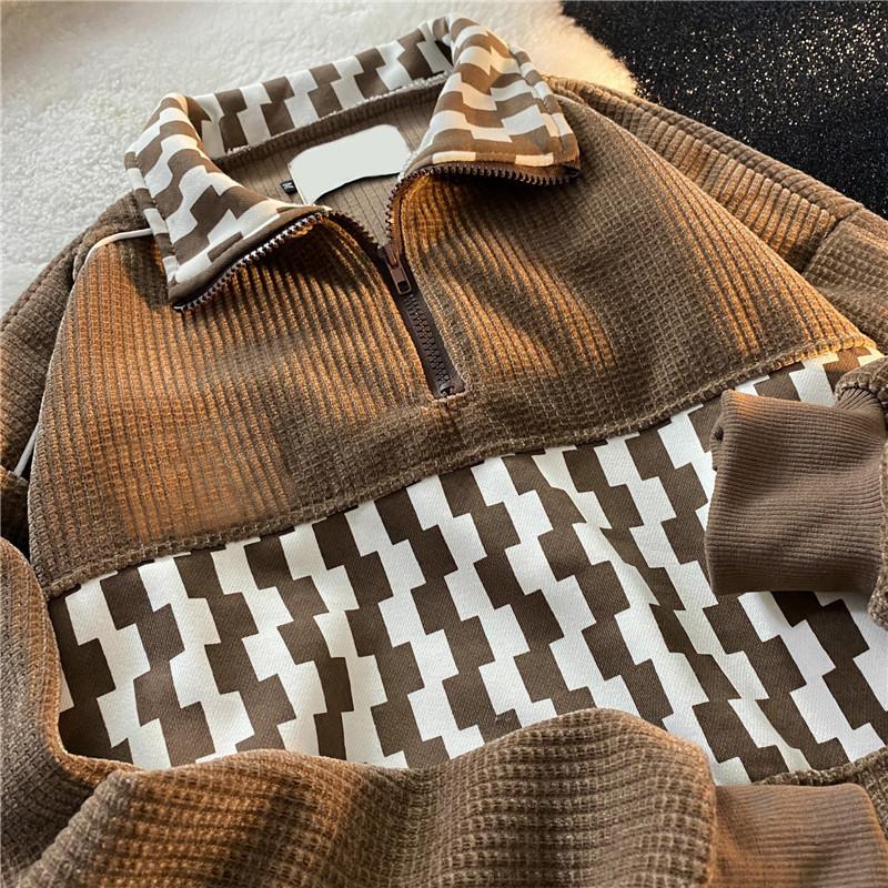 Spring Autumn Men's Loose Fit Zipper Hoodie Sweatshirt Casual Wear Resistant Workwear Stand Collar Sportswear Polyester Fiber