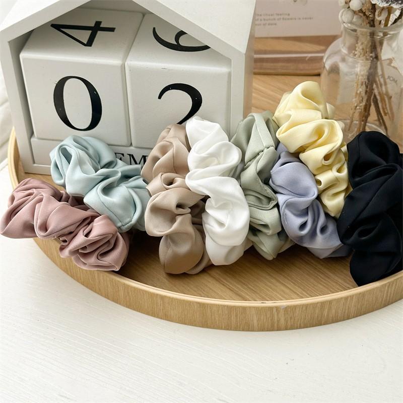 Matte Luster Muted Color Scrunchies Minimalist Gray Blue Elastic Bands Soft Touch Hair Ties For Daily Casual Wear