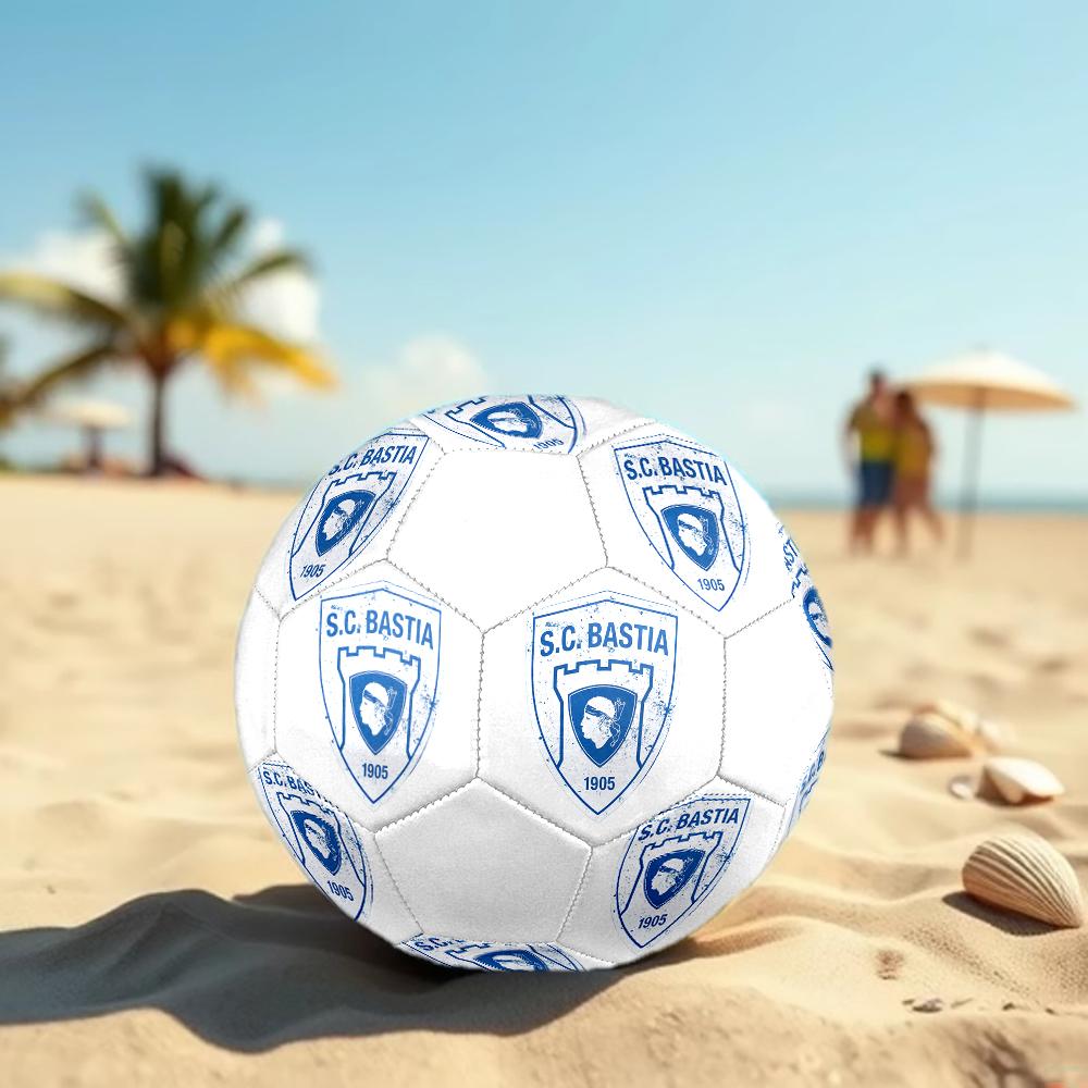 SC Bastia Soccer Ball, Colorful, Suitable for All Ages, Machine-stitched, PVC Material, Competition Grade, Durable and High Bounce