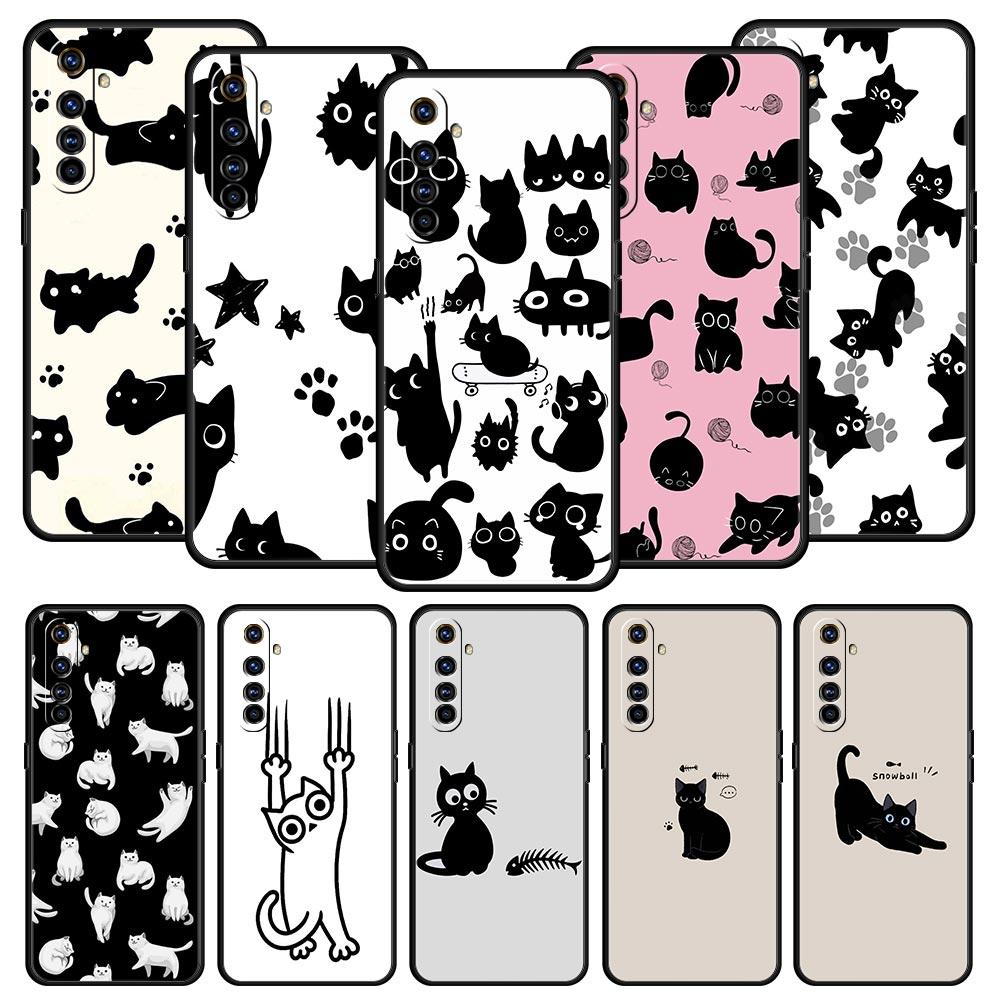 Funny Black Cat Phone Case For Realme 16 15T 14 13 12 11 10 4G 9 8 5G Pro Plus C21 C25 C35 GT5 GT3 GT2 Neo 2 3 3T 5 Cover