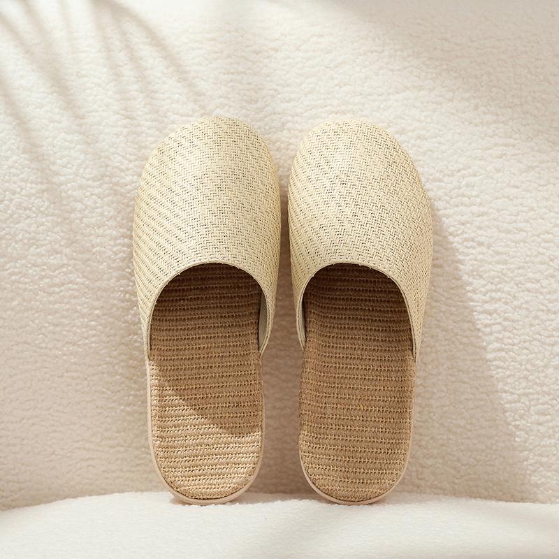 Four Seasons Unisex Breathable Linen Slippers - Sweat-Absorbent, Odorless, Silent On Wood Floors