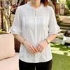 ZANZEA Women Casual Lace Patchwork Round Neck 3/4 Sleeve Loose Blouse