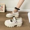 Summer And Autumn New Shoes Women'S British Style Small Leather Shoes Gapanese Uniform Shoes Thick Heel Thick Sole Round Toe
