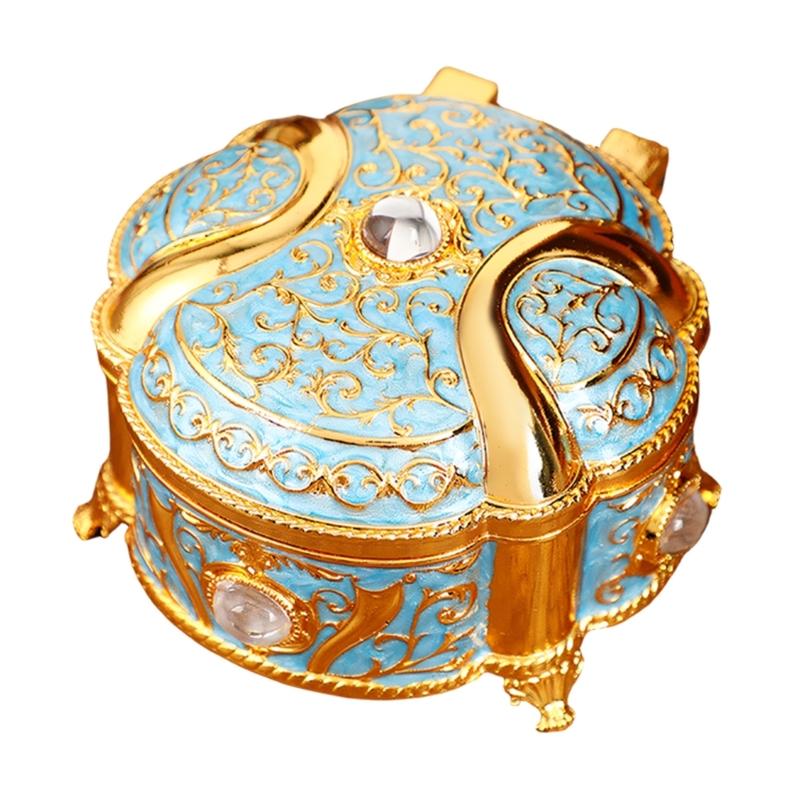 Decorative Enameled Metal Keepsakes Container For Home Office Organization Artistic Display Case Desk Organiser