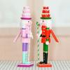 Green And Red Pink Nutcrackers Figurine 38CM Tall Handcrafted Wooden Christmas Ornament For Mantels Shelf Decoration