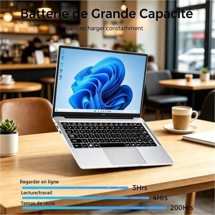 Portable 14,1 pouces Celeron N3710 fréquence 2,6 GHz, 12 Go DDR4, SSD 256 Go, OS Windows 11 Pro, Wi-Fi 5 haute vitesse