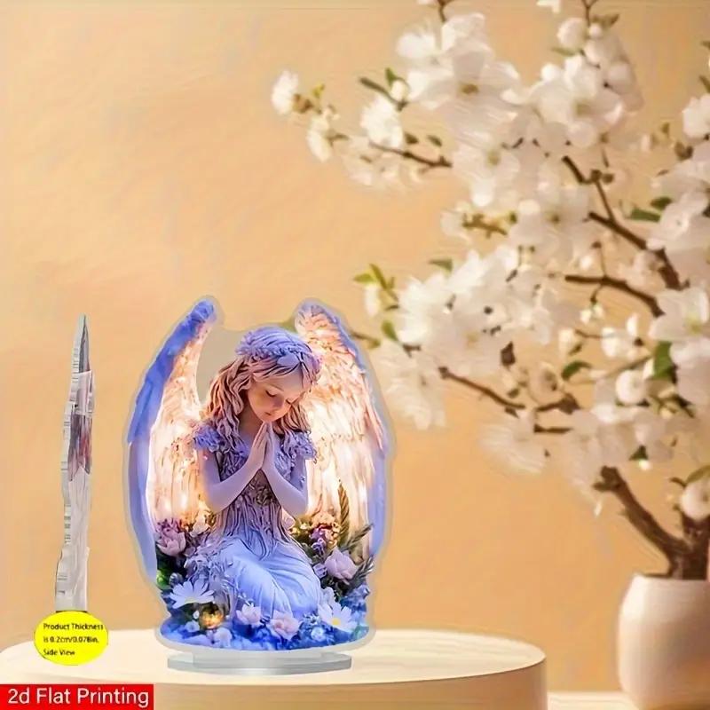 

Спокійний Сяючий Ангел Молитви 2D Акрилова Статуетка Настільна Прикраса Підходить для Дому, Церкви, Весілля Ідеальний Духовний Подарунок