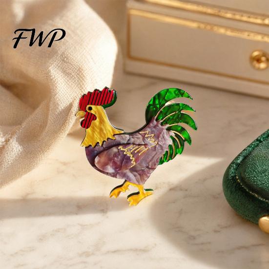 Farm-themed Jewelry Chicken Rooster Brooch Pin, Acrylic Lightweight Farm Scratch-resistant Animal Jewelry, for Backpacks Hats Jackets Thanksgiving