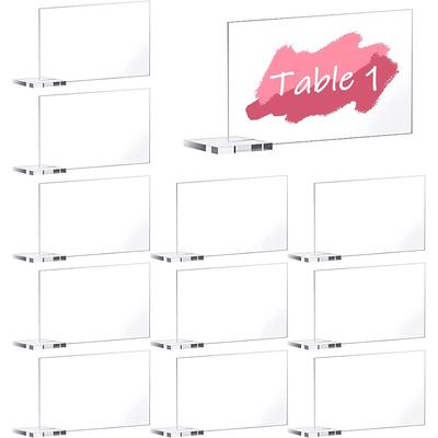 Clear Acrylic Place Card with Holder,DIY Blank Rectangle Acrylic Name Place Card Acrylic Signs,Wedding Guest Names Escort Card