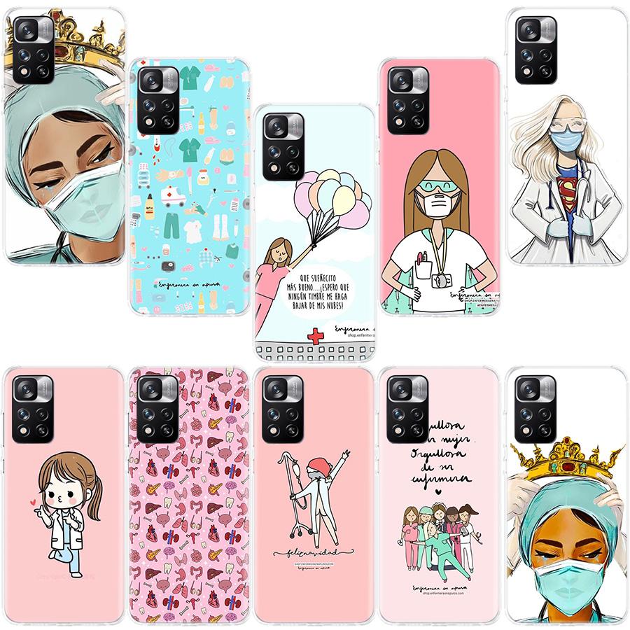 Cartoon Medicine Doctor Nurse Phone Case For Xiaomi Poco F7 Pro Mi 14 Ultra 9T 12T 11T 13 15 Pro 12 11i Clear 12X 10T 11 10 Lite