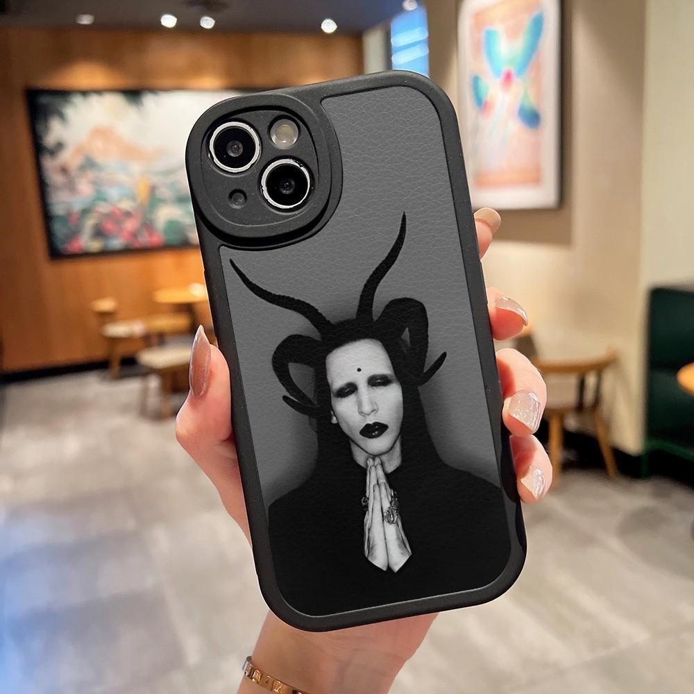 Marilyn Manson Phone Case For Apple iPhone 18 14 Pro Max11 13 trend of thought 12 Mini X Xr Xs 8 Puls Se Lambskin Silicone Cover